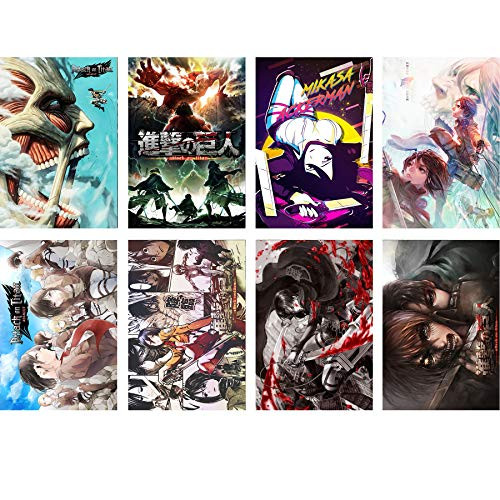 Attack on Titan Posters Japanese Anime Poster Art Prints for Home Wall Decor 11_5in x16_5inSet of 8 PCS Attack on Titan