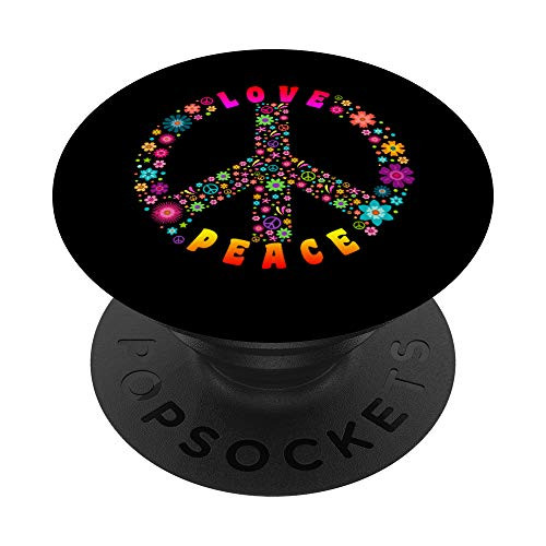 Peace Sign Love T Shirt  60s 70s Hippie Costume T-Shirt PopSockets PopGrip Swappable Grip for Phones  and  Tablets