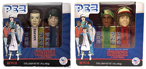 PEZ Stranger Things Gift Set Dispensers Plus 12 Candy Refills  Eleven Mike Lucas and Dustin Pez Dispensers