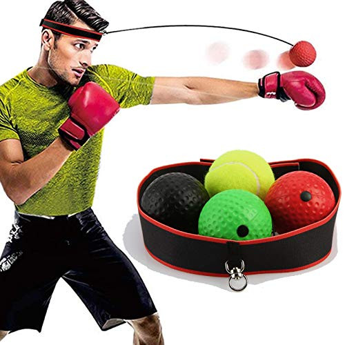 porfeet Boxing Reflex Ball Set Boxing Ball with Headband Reflexing Punching Ball Equipment for Reaction Agility Punching Speed Focus and Hand Eye Coordination Training