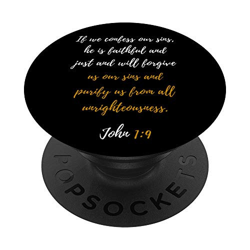 John 19 Christian Bible Verse Black White and Gold PopSockets Grip and Stand for Phones and Tablets