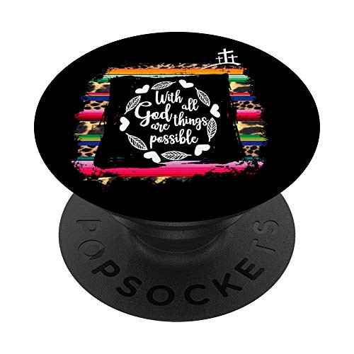 Bible Verse Matthew 1926 Leopard Cheetah Decor Theme God PopSockets PopGrip Swappable Grip for Phones  and  Tablets