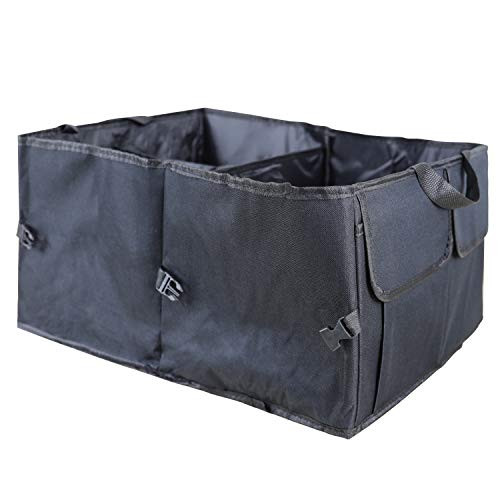 Sutekus Folding Trunk Organizer Cargo Storage Multi Compartments Auto Trunk Storage Organizer Suitable for Any Car SUV Van with Strap