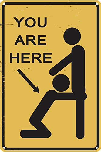 You are Here 12 x 8 Funny Tin BJ Sign Adult Humor Man Cave Garage Dorm Room Pub Home Bar Decor