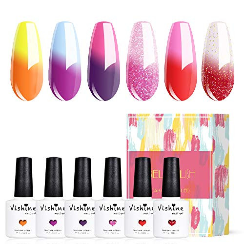 Vishine Color Changing Gel Nail Polish Set Mood Nail Gel Polish Temperature Color Changing UV LED Varnish Chameleon Gel Nail Art 10ml Set002 Vishine Color Changing Gel Nail Polish Set Mood Nail Gel Polish Temperature Color Changing UV LED Varnish Chameleon Gel Nail Art 10ml Set002