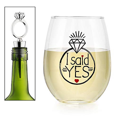 Elegant Home Personalized Gift Ounce i Said Yes Stemless Wine Glass With Stopper Wind,unique Novelty