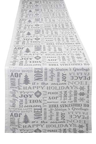 Yourtablecloth Printed Metallic Table Runner Silver 14 x 108