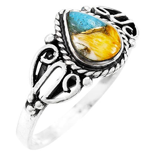 Turquoise Ring Sterling Silver 925 Genuine Gemstones Size 6 to 11 Spiny Turquoise 7 Turquoise Ring Sterling Silver 925 Genuine Gemstones Size 6 to 11 Spiny Turquoise 7