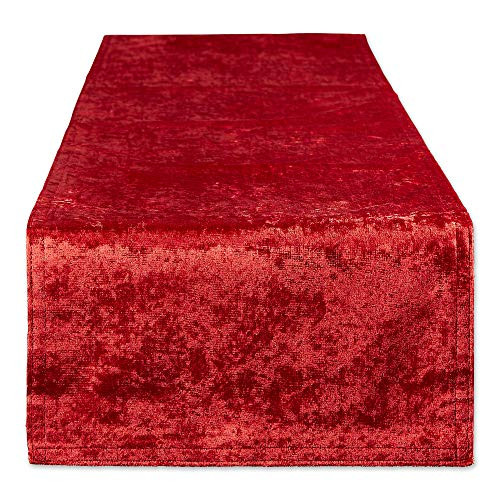DII Velvet Collection Tabletop Table Runner 14x72 Red