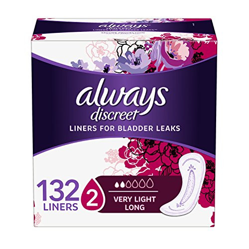 Always Discreet, Incontinence Liners for Women, Very Light, Long Length, 44 Count - Pack of 3 (132 Total Count) Always Discreet, Incontinence Liners for Women, Very Light, Long Length, 44 Count - Pack of 3 (132 Total Count)