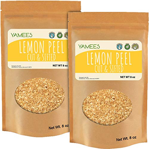 Yamees Lemon Peel Cut and Sifted - 2 Pack 8 Ounce Bags - Lemon Peel Spice - Bulk Spices and Seasoning Yamees Lemon Peel Cut and Sifted - 2 Pack 8 Ounce Bags - Lemon Peel Spice - Bulk Spices and Seasoning