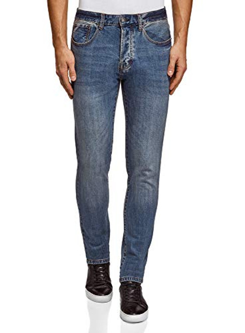 oodji Ultra Mens Basic Slim-Fit Jeans Blue 33W  34L