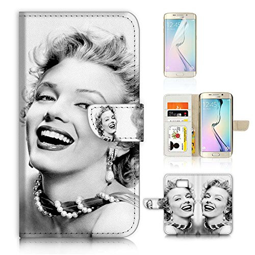 ( For Samsung S7 Edge , Galaxy S7 Edge ) Flip Wallet Case Cover & Screen Protector Bundle - A8395 Marilyn Monroe