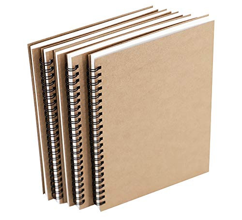 Wotion A5 Brown Spiral Notebook Blank Sketchbook Unruled journal PackThick blank paper 50 Sheet 100 Unlined Pages 5_59inch x 8_27 5 pack