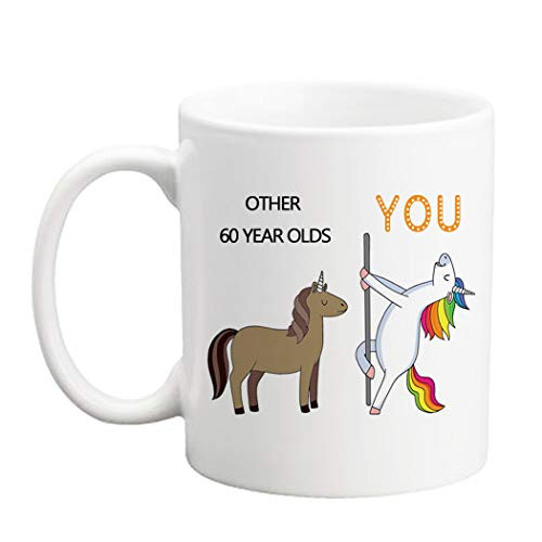 LXQM 60 Birthday Gifts for Women - Other 60 Year Old You Unicorn - 11 oz Funny Coffee Mug to Wife Grandma Mom Daughter Sister Friend Colleague