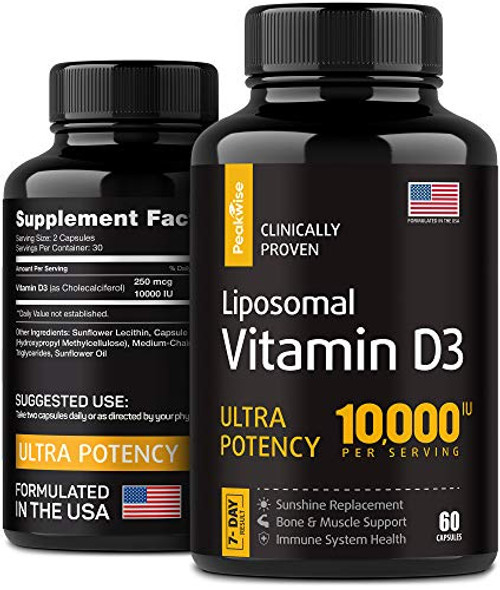 Vitamin D3 - Vitamin D3 with 10000 IU - D3 Vitamin Capsules - Formulated in USA - High Dose Vitamin D3 Pills for Healthy Muscle Function Bone Health and Immune Support Vitamin D3 - Vitamin D3 with 10000 IU - D3 Vitamin Capsules - Formulated in USA - High Dose Vitamin D3 Pills for Healthy Muscle Function Bone Health and Immune Support