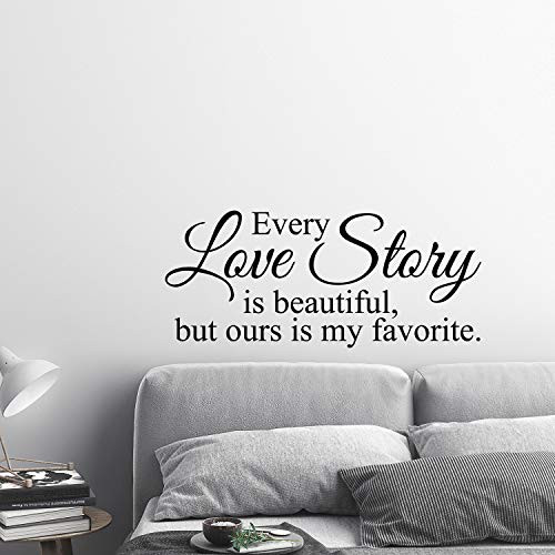 My Vinyl Story - Every Love Story is Beautiful But Ours is My Favorite - Wall Decals for Bedroom Family Decal Quote Word Sayings Sticker Sign Family Decor Removable Vinyl for Living Room Home 36x16 Inches