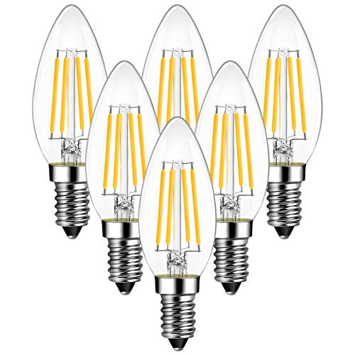 ANWIO B11 LED Filament Bulb E12 Candelabra Base 4_5W60W Equivalent Dimmable 2700K Warm White Chandelier Decorative Candle Light Bulb 6-Pack ANWIO B11 LED Filament Bulb E12 Candelabra Base 4_5W60W Equivalent Dimmable 2700K Warm White Chandelier Decorative Candle Light Bulb 6-Pack