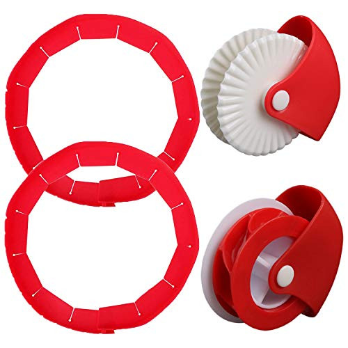 Pie Crust Protector Shield with 2Pcs Pie Crust Cutters Shapes Adjustable Food Grade Silicone Pie Crust Shield Pastry Wheel CutterPizza Cutter Set Silicone Pan Protectors for Baking Pie Pizza