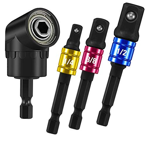 105 Degree Right Angle Drill Attachment Bit Extension Drive Drill Bit Set Power Socket Screwdriver SetImpact Grade Driver Sockets Adapter Extension Set Drill Bit90 Degree Drill Attachment