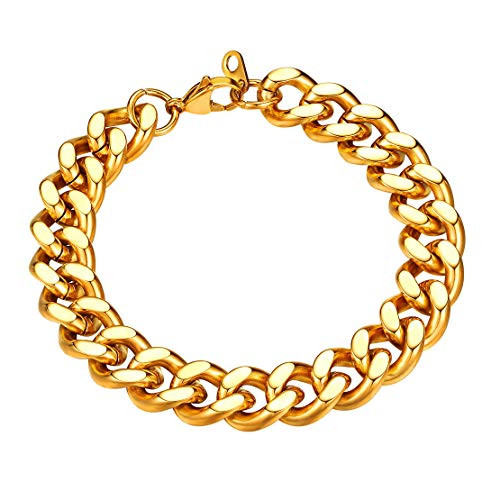 FindChic Chunky Gold Chain Bracelet for Men Heavy Duty Wrist Link Miami Cuban Curb Bracelets for Boys 12MM Width 7_5 Length