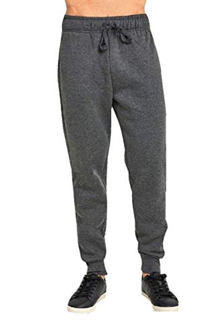 JMR Mens Fleece Sweat Pants Elastic Waistband with Drawstring Cuffed Bottom Sweatpants with Side Pockets 4X-Large Charcoal