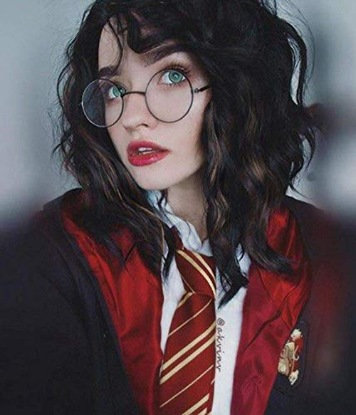 Lady Hanne Wigs Black Brown Curly Wave Bob Hair Wig Pastel Wavy Wig With Bangs Daily Party Heat Resistant Synthetic Wigs for Women Lady Hanne Wigs Black Brown Curly Wave Bob Hair Wig Pastel Wavy Wig With Bangs Daily Party Heat Resistant Synthetic Wigs for Women