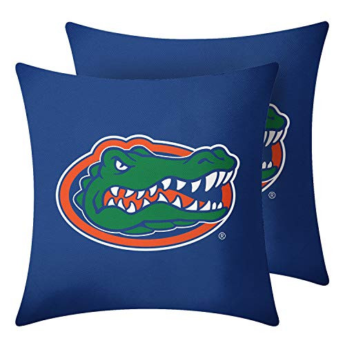 University Throw Pillow Covers Pillow Cases Decorative Pillowcase Protecter with Zipper Without Insert Set of 2 Florida Gators 18 x 18