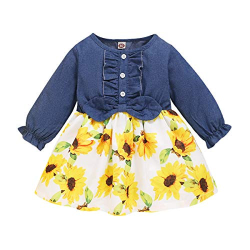 Baby Girls Clothes Floral Princess Dresses Toddler Girl Denim Long Sleeve Skirts Bowknot Sunflower Print Tutu Skirts Dresses Winter Autumn Outfits 18-24Months Girl Clothes Baby Girls Clothes Floral Princess Dresses Toddler Girl Denim Long Sleeve Skirts Bowknot Sunflower Print Tutu Skirts Dresses Winter Autumn Outfits 18-24Months Girl Clothes