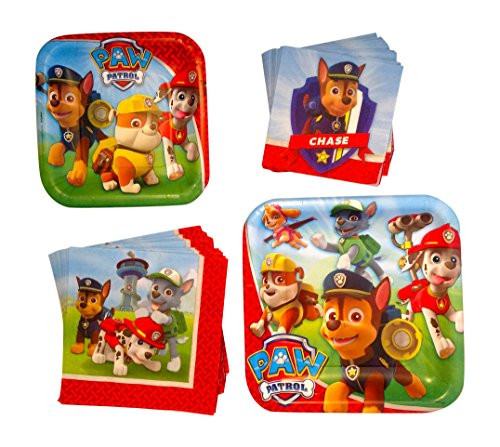 Paw Patrol Birthday Party Paper Plates and Napkins -Bundle for 8 Guests