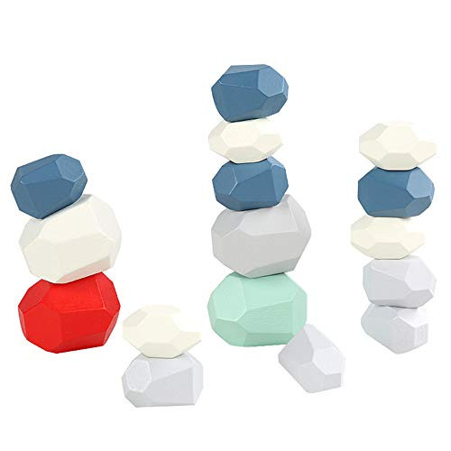 TACY Kids Stacking Games Rainbow Wood Rocks Toy Arts Balancing Blocks Set Early Education Building Creative Colored Wooden Stones Stacking Toys 16 Pcs Pine Wood TACY Kids Stacking Games Rainbow Wood Rocks Toy Arts Balancing Blocks Set Early Education Building Creative Colored Wooden Stones Stacking Toys 16 Pcs Pine Wood