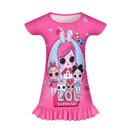 WhyNO Girls Toddler Nightgown Princess Pajamas PJS Kids Nightdress Sleepwear Nighties Short Sleeve