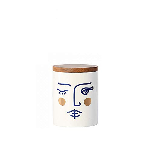 Ceramic Food Storage Jar with Bamboo Lid Kitchen Canister Food Storage Canisters or Dry GoodsPowder Tea Coffee White660ml