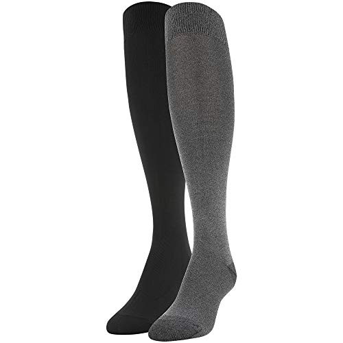 Gold Toe Womens Knee High Socks 2 Pairs Charcoal Black Shoe Size 6-9