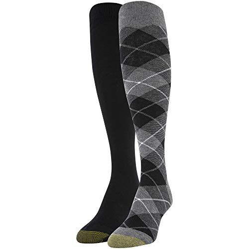 Gold Toe Womens Eco Plaid Knee Highs 2 Pairs Charcoal Black Shoe Size 6-9