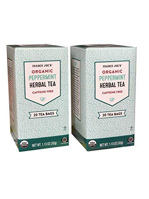 Trader Joes Organic Peppermint Herbal Tea Caffeine Free 20 Tea Bags 1_13 oz 32g Pack of 2