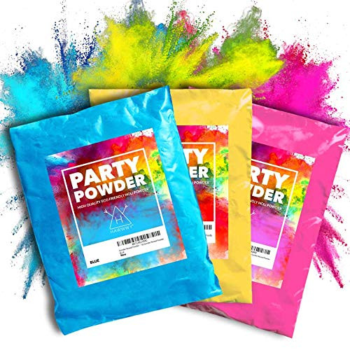 Color Run Powder  Holi Powder / 3 Colors - 1lb Blue, 1lb Pink, 1lb Yellow/Perfect for Color Wars, Festivals, Rangoli, Gulal Holi Powder/Nontoxic Eco Friendly