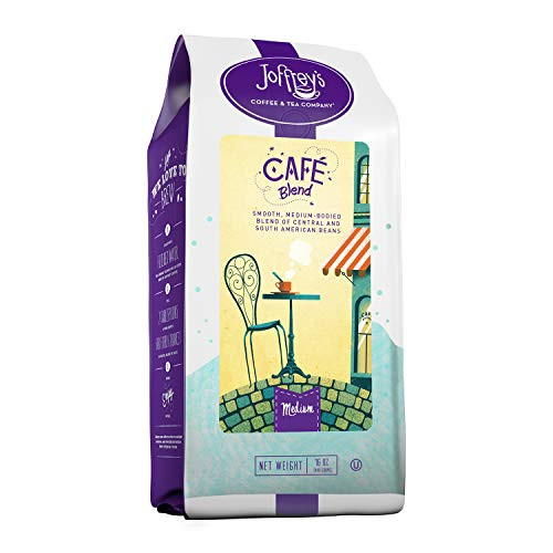 Joffreys Coffee - Cafe Blend Rich Coffee Blend Artisan Medium Roast Arabica Coffee Beans Smooth-Bodied Blend Balanced Flavor  and  Aroma Brew or French Press Whole Bean 16 oz