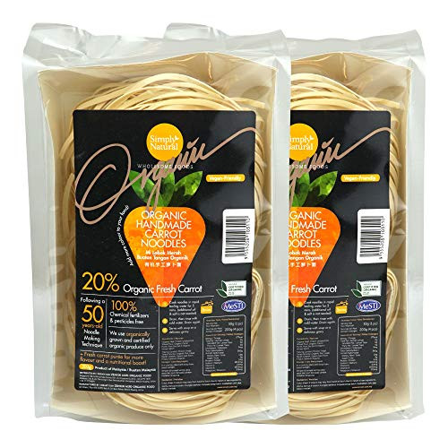 Zenxin Carrot Noodles 7 oz 2 Pack  NASSA Certified Organic Veggie Noodles Vegan Friendly High Protein Non-GMO - 8 Total Servings