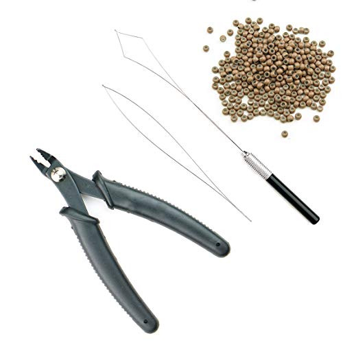 KOCONI 3pcs Kit Mini Nano Remove Plier For Nano Tip Hair Extensions Tools Micro Pliers Stainless Steel Pulling Needle and Loop Threader 11 Nano Silicone Kit