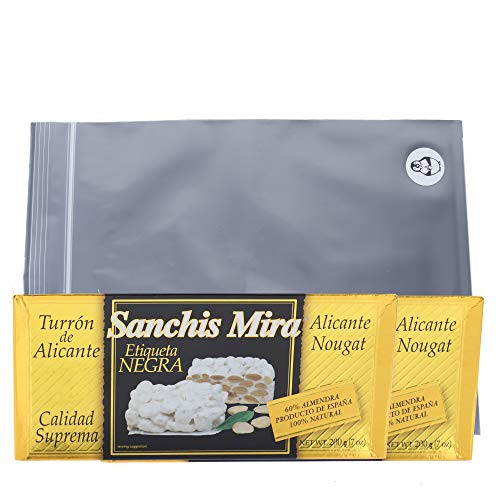 Sanchis Mira Alicante Turron - Crunchy Almond Honey Crunch Turron Bundle - Turron De Alicante Con Almendras Calidad Suprema W Premium Penguin Quick Storage Pouch 2 Pack Alicante