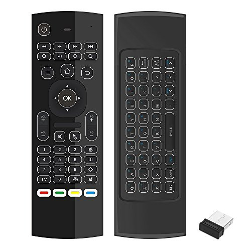 Docooler 2.4G Backlit Air Mouse Wireless Keyboard 6-Axis Somatosensory Remote Control Motion Sensing Game IR Learning Buttons for Mini PC Smart TV Android TV Box Projector