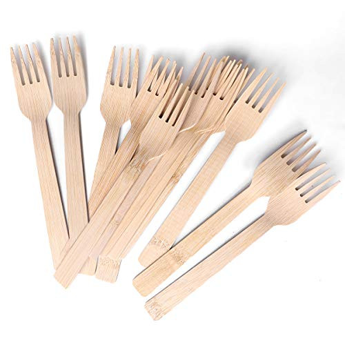 BANBU Disposable Bamboo Forks  100 Biodegradable Compostable Eco friendly Renewable Natural Fork Set Bamboo Disposable Fork Pack of 100-6_7 Forks BANBU Disposable Bamboo Forks  100 Biodegradable Compostable Eco friendly Renewable Natural Fork Set Bamboo Disposable Fork Pack of 100-6_7 Forks