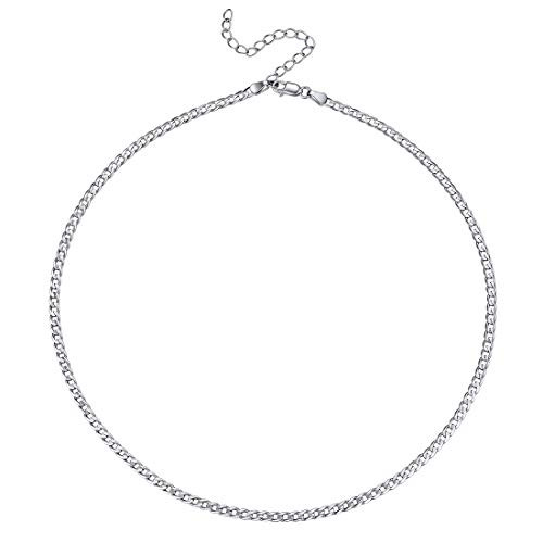 ChicSilver 925 Sterling Silver Cuban Link Chain Choker Necklace for Women Teen Girls Thin Curb Chain 3mm 14 inch Short Choker ChicSilver 925 Sterling Silver Cuban Link Chain Choker Necklace for Women Teen Girls Thin Curb Chain 3mm 14 inch Short Choker