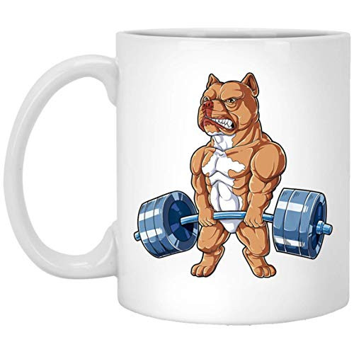 Pit Bull Weightlifting Coffee Mug - Funny Deadlift Fitness Gym Mug 11oz Pit Bull Weightlifting Coffee Mug - Funny Deadlift Fitness Gym Mug 11oz