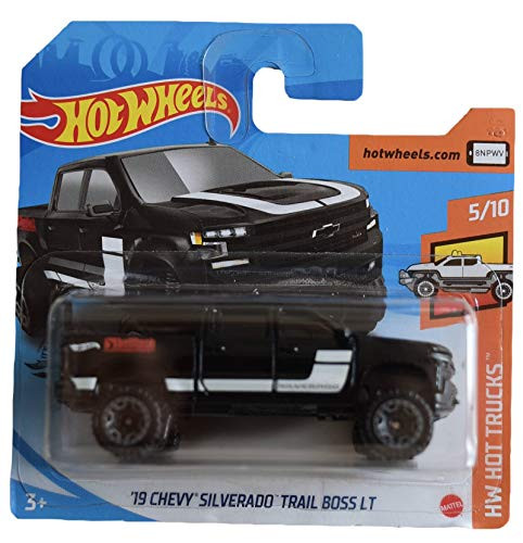 DieCast Hotwheels 19 Chevy Silverado Trail Boss LT Black Short Card