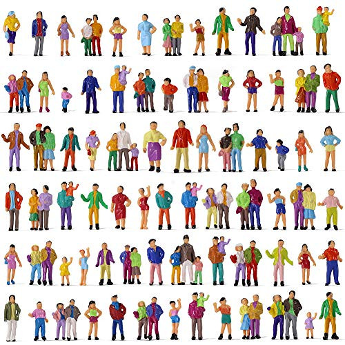 P100W 100pcs 187 Painted Figures HO Scale Standing People Assorted Poses Model Trains