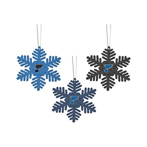 FOCO St Louis Blues NHL 3 Pack Metal Glitter Snowflake Ornament