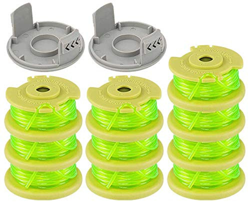 Fyange 11ft _08 String Trimmer Replacement Spool for Ryobi One Plus AC80RL3 18V 24V 40V with String Trimmer AC14HCA Cap Covers 11ft 0_08 Cordless Auto-Feed Twist Single Line 10 Spool 2 Cap