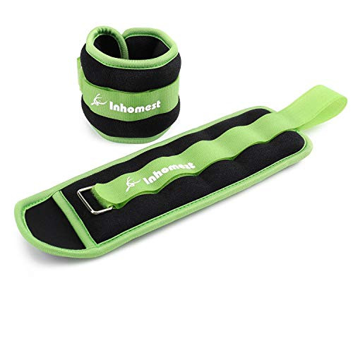 Inhomest Ankle Weights for Women and Men - Strength Training WristLegArm Weight Set with Adjustable Strap for Jogging Gym Aerobics Physical Therapy Resistance Training Green - 2 lbs Pair Inhomest Ankle Weights for Women and Men - Strength Training WristLegArm Weight Set with Adjustable Strap for Jogging Gym Aerobics Physical Therapy Resistance Training Green - 2 lbs Pair